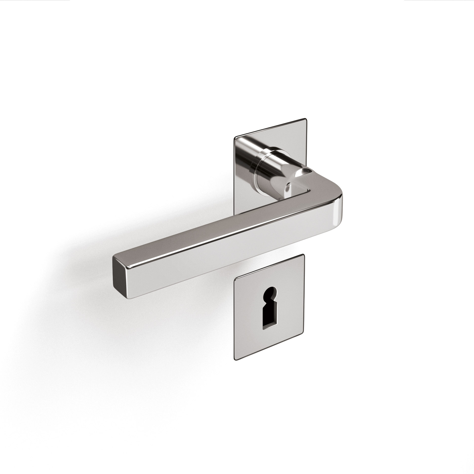 Close-Up Flächenbündiger Drücker Chrom viereckig