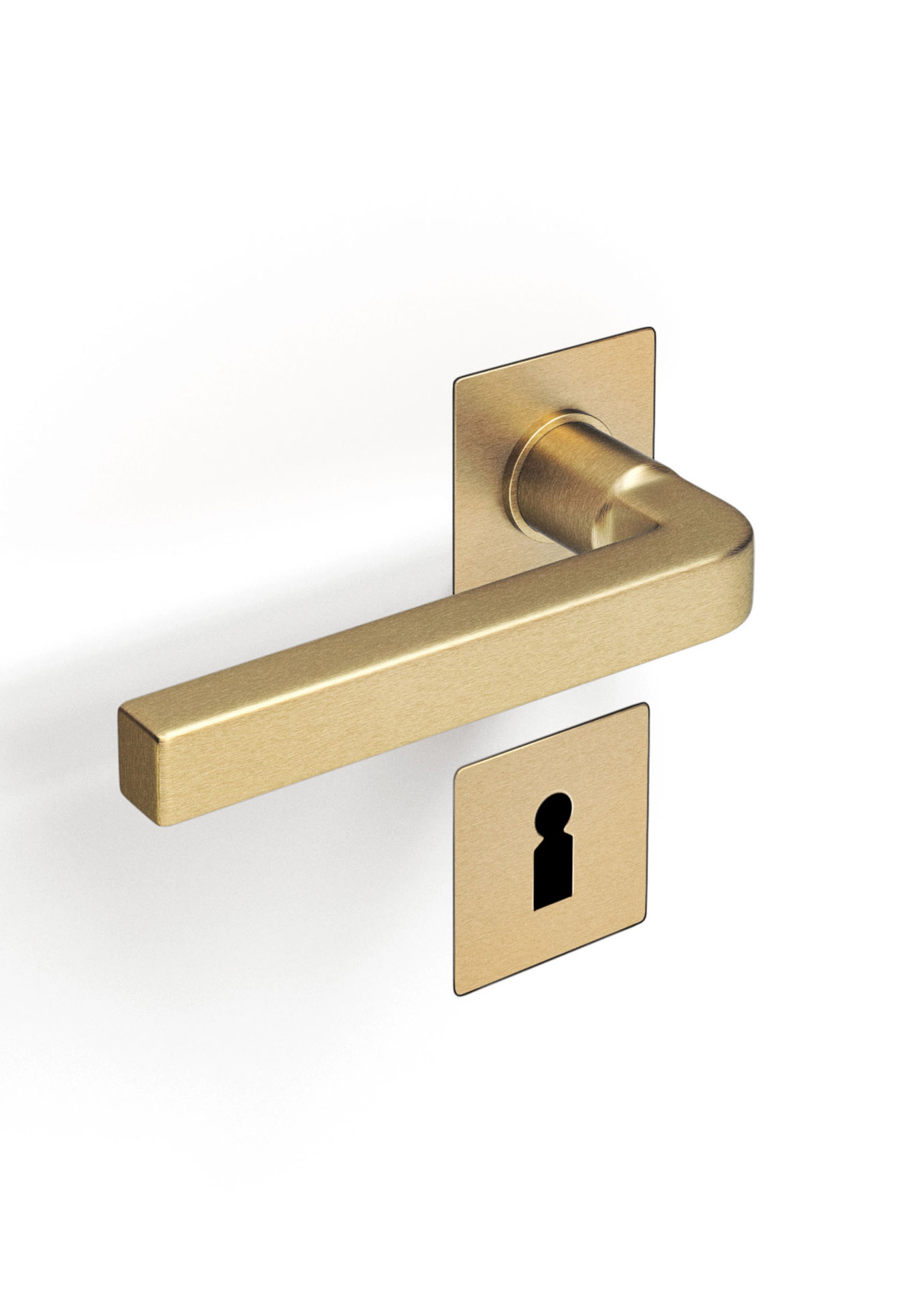 Close-Up Flächenbündiger Drücker Gold gebürstet viereckig